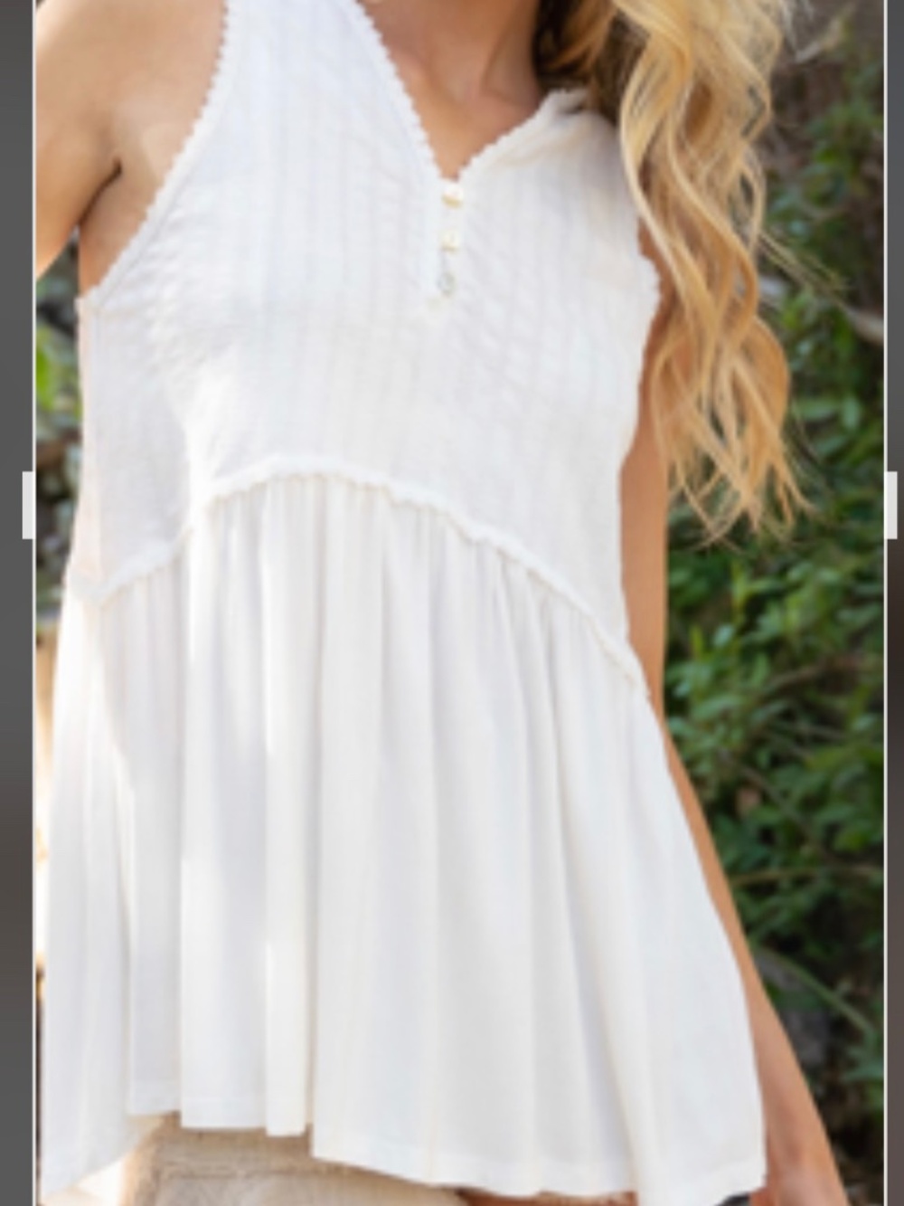 NWT POL White Babydoll Sleeveless Tank Top